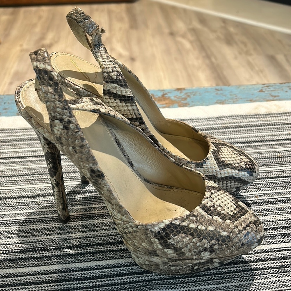 Brian Atwood Faran Python Snakeskin Pattern Platf… - image 1